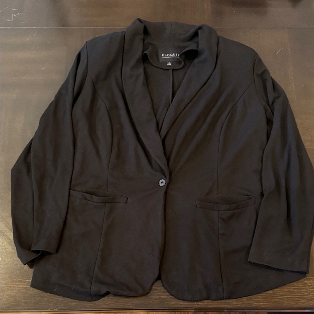 Eloquii Black Shawl-Collar Single-Button Blazer